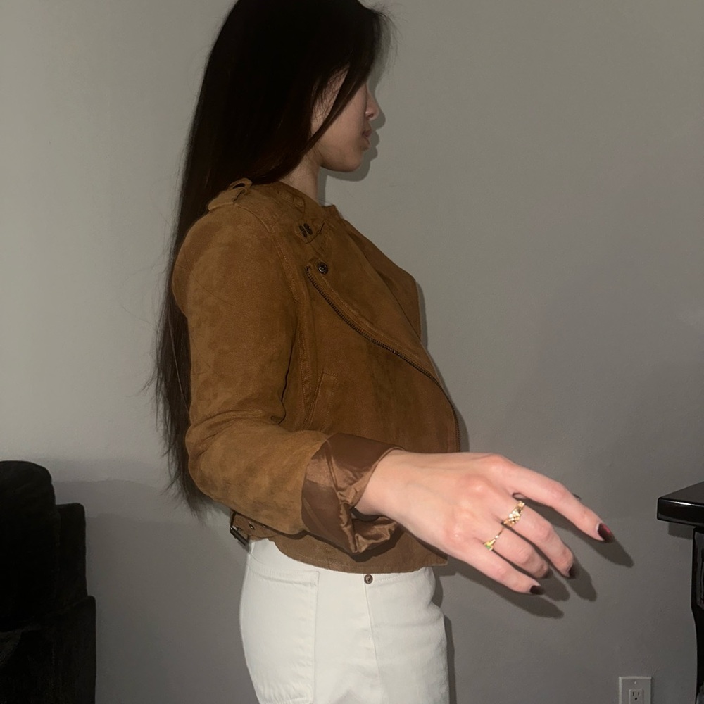 Women's Brown Suede Moto Jacket